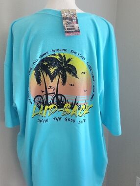 Comfort Colors Laid-Back Turquoise Beach Vacation Palm Tree Bicycle Graphic Tee